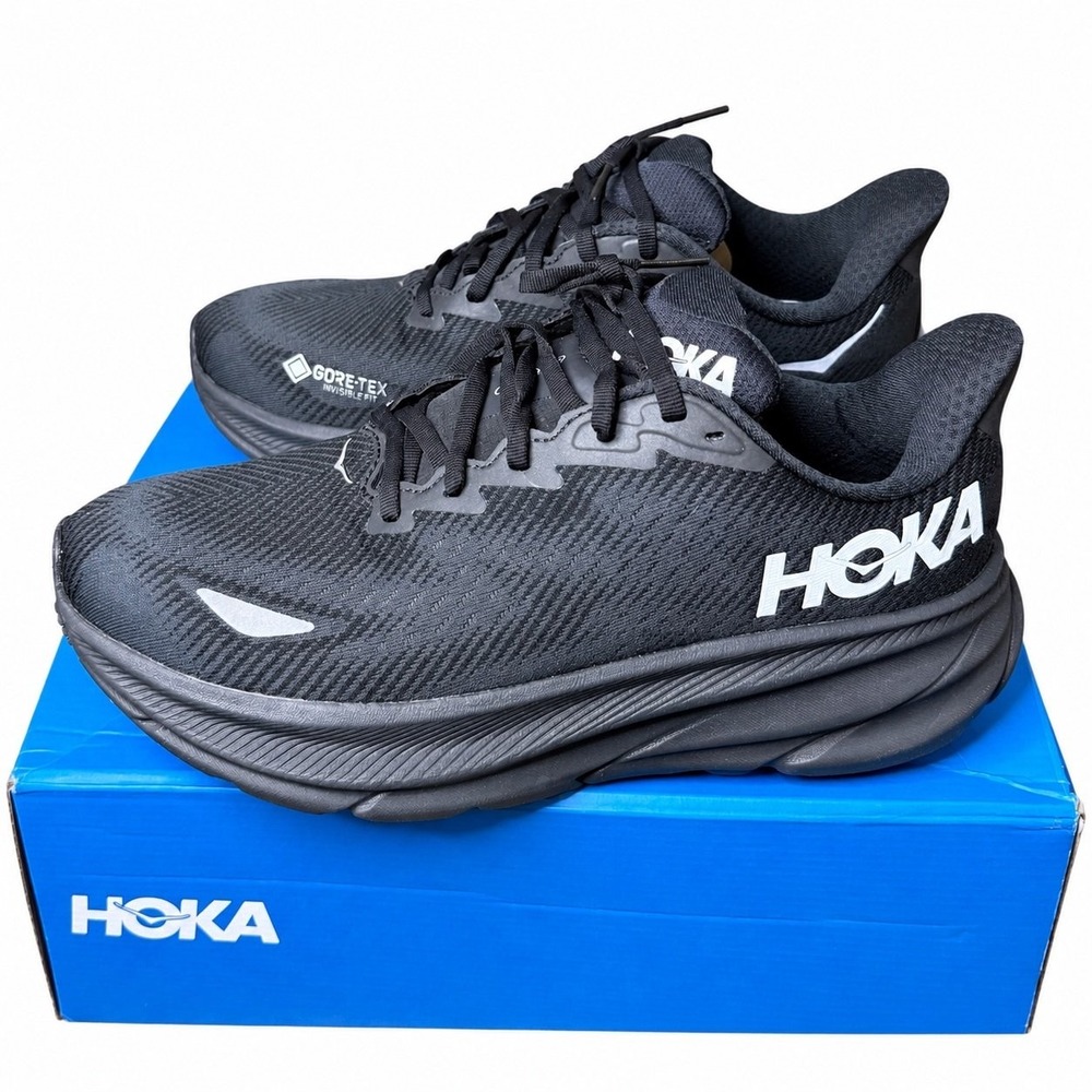 HOKA Clifton 9 GTX Black 1141470F Men's Size 9.5 Running Shoes